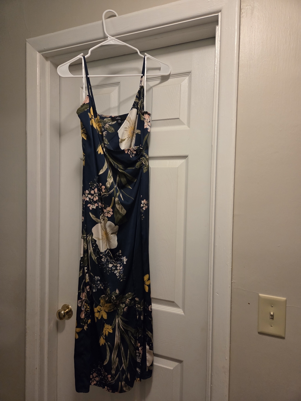 Floral Navy Slip Dress with White & Yellow Blooms